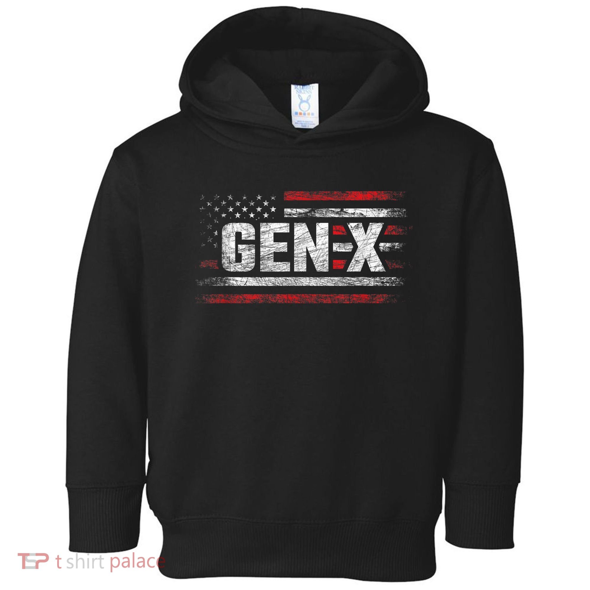 Generation X Gen Xer Gen X American Flag Gen X Toddler Hoodie