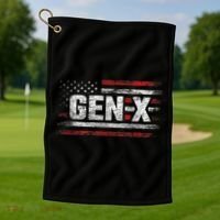 Generation X Gen Xer Gen X American Flag Gen X Golf Towel thumb 1