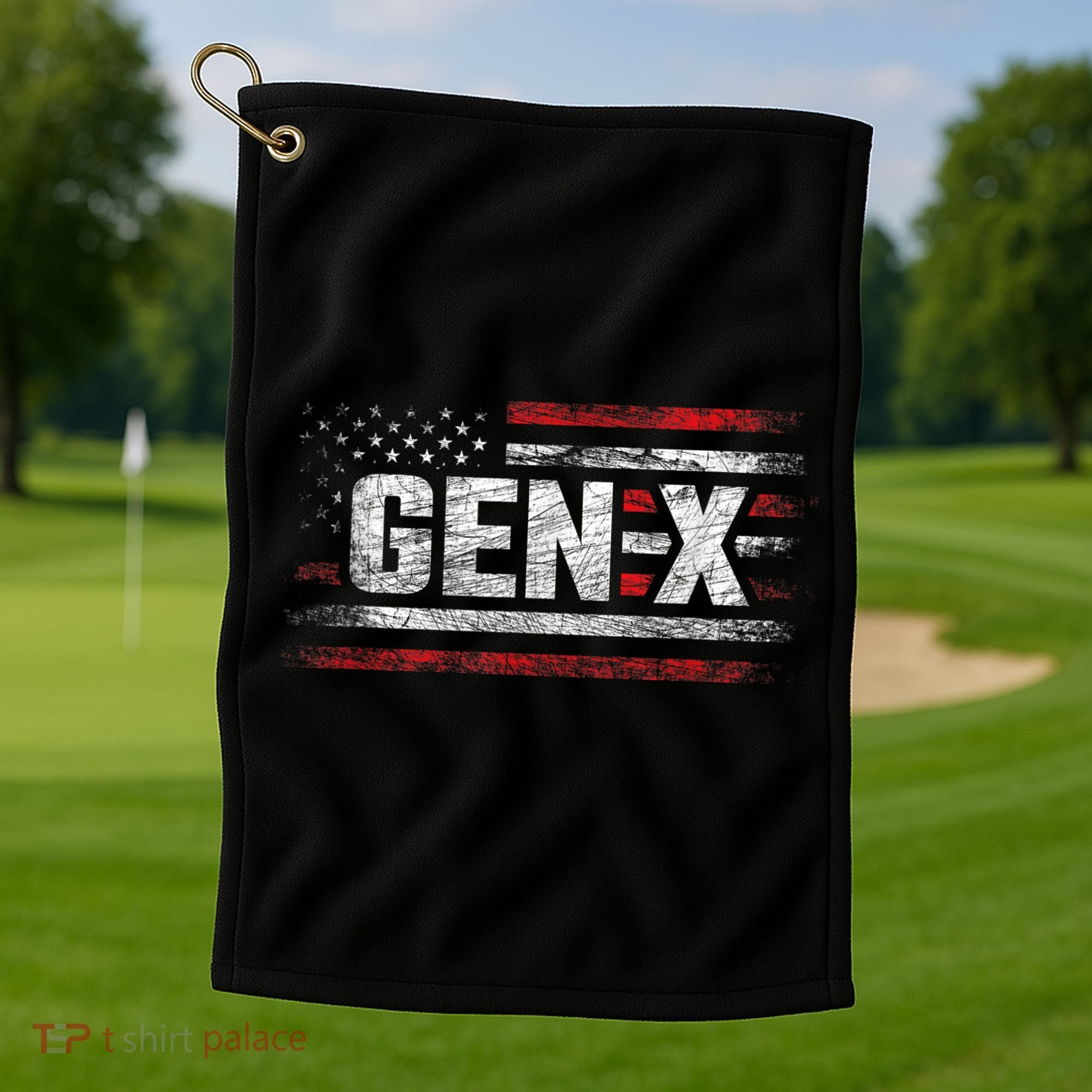 Generation X Gen Xer Gen X American Flag Gen X Golf Towel