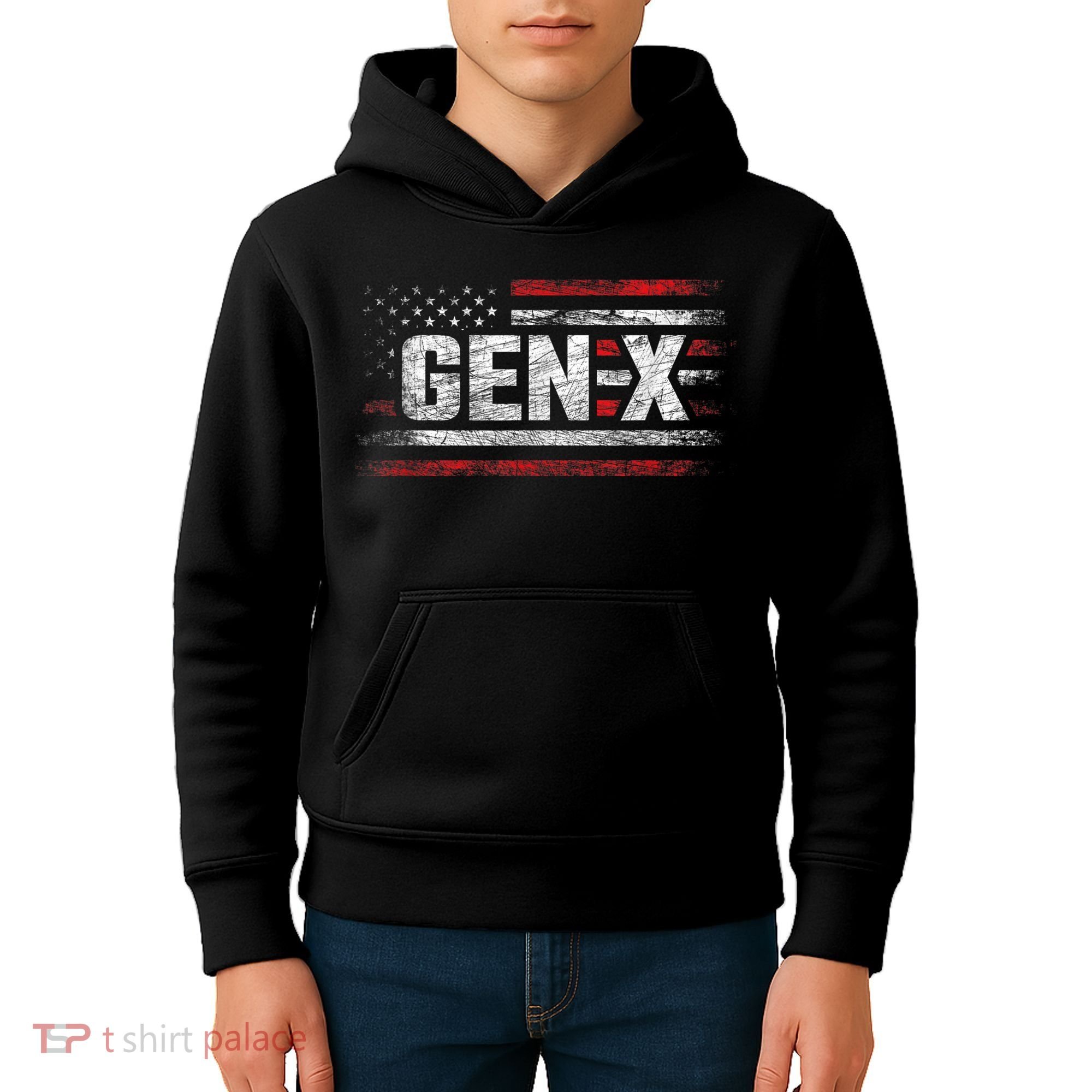 Generation X Gen Xer Gen X American Flag Gen X Kids Hoodie