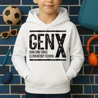 Generation X Gen X Adulting Since Elementary School Kids Hoodie thumb 2