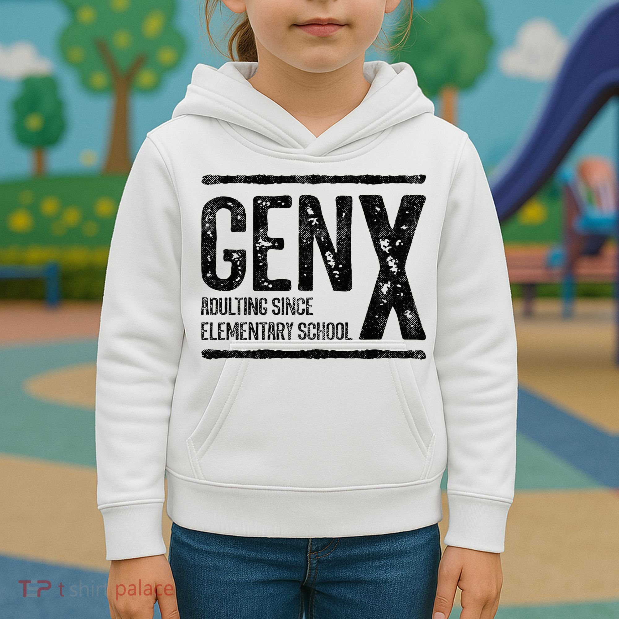 Generation X Gen X Adulting Since Elementary School Kids Hoodie