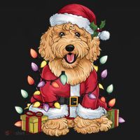 Goldendoodle Xmas Lighting Santa Goldendoodle Dog Christmas Gift Women's Hoodie thumb 2