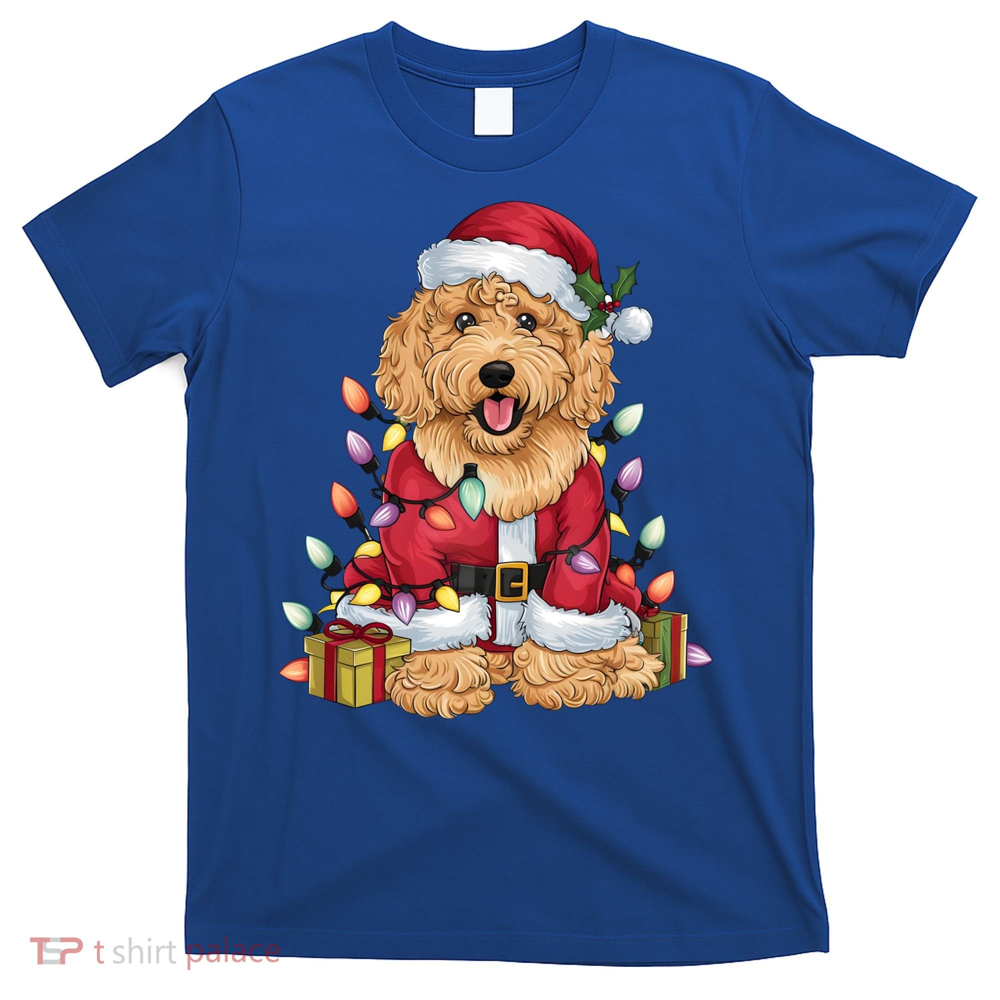 Goldendoodle Xmas Lighting Santa Goldendoodle Dog Christmas Gift T-Shirt