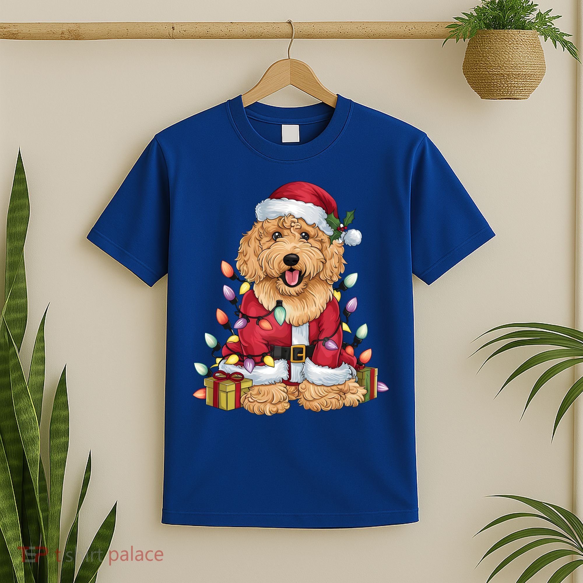 Goldendoodle Xmas Lighting Santa Goldendoodle Dog Christmas Gift T-Shirt