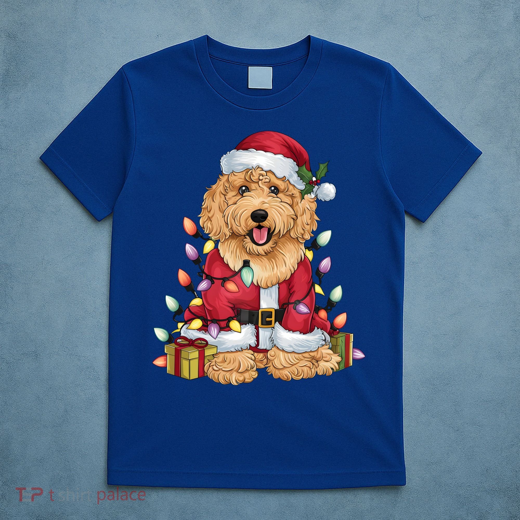 Goldendoodle Xmas Lighting Santa Goldendoodle Dog Christmas Gift T-Shirt
