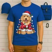 Goldendoodle Xmas Lighting Santa Goldendoodle Dog Christmas Gift T-Shirt thumb 6