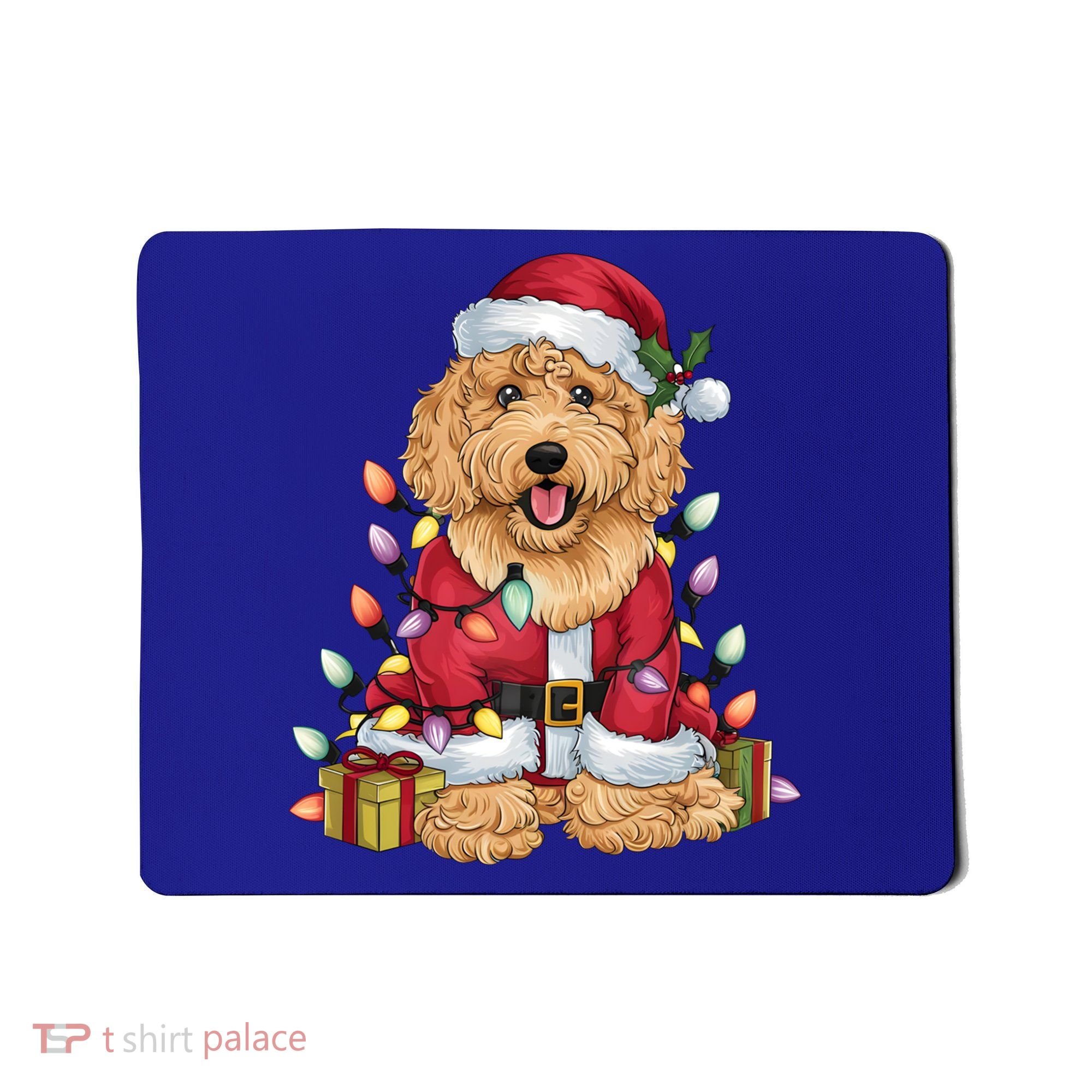 Goldendoodle Xmas Lighting Santa Goldendoodle Dog Christmas Gift Mousepad