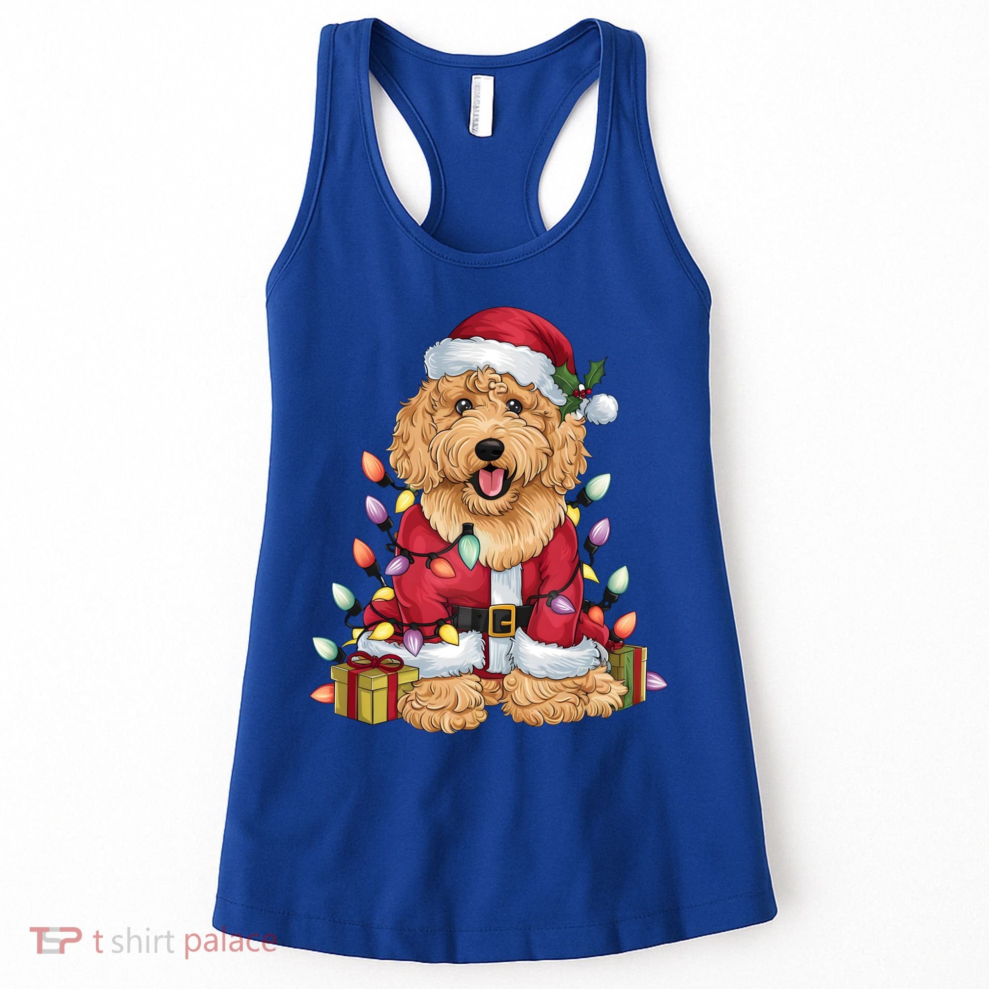 Goldendoodle Xmas Lighting Santa Goldendoodle Dog Christmas Gift Women's Tank Top