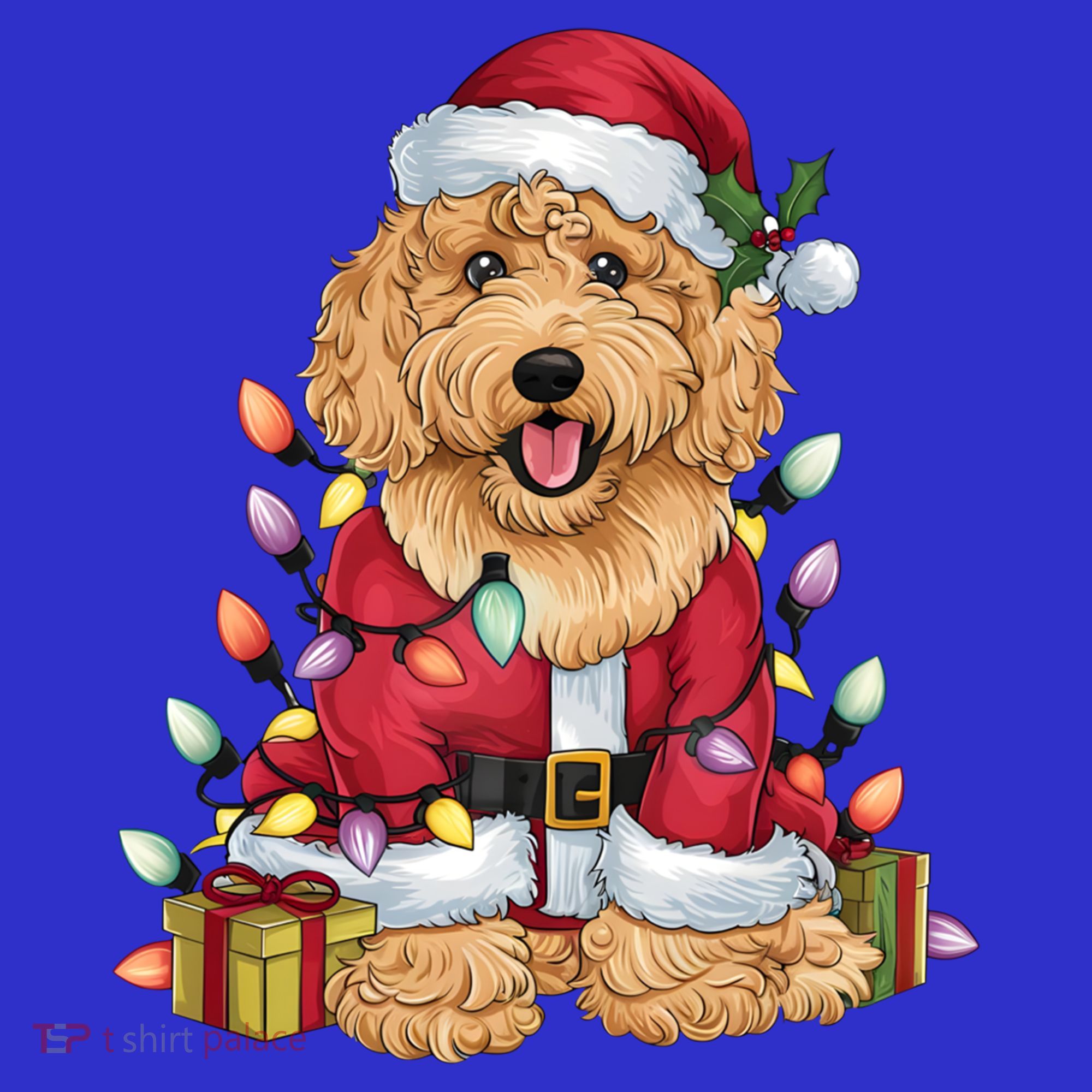 Goldendoodle Xmas Lighting Santa Goldendoodle Dog Christmas Gift Women's Tank Top