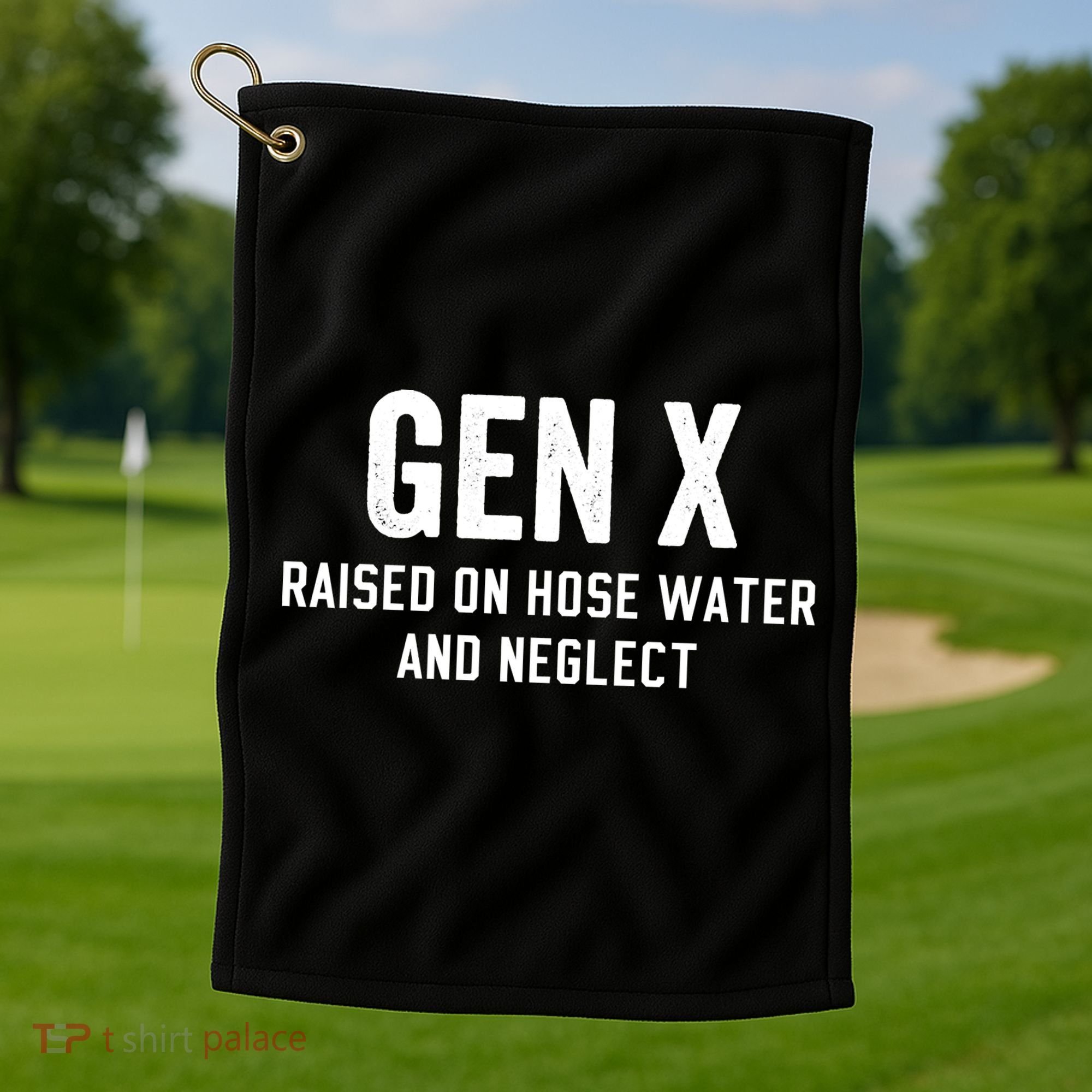Gen X Raised On Hose Water And Neglect Humor Generation X Golf Towel