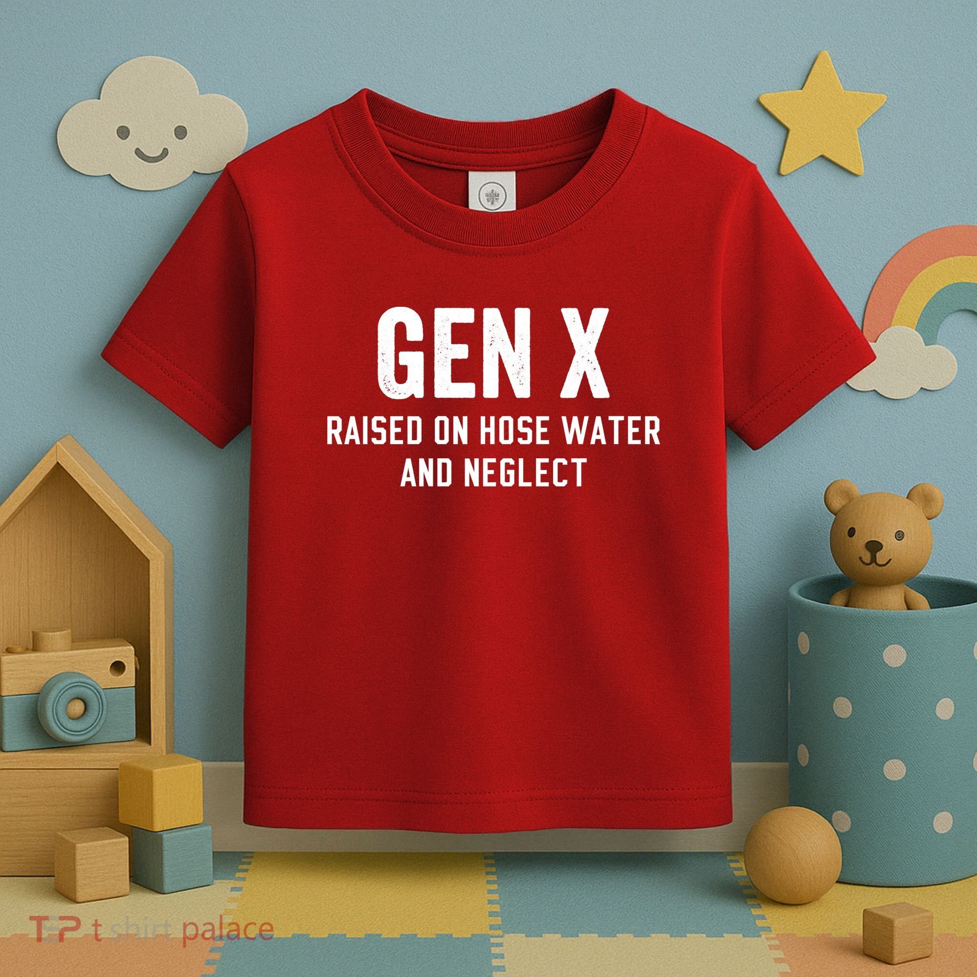 Gen X Raised On Hose Water And Neglect Humor Generation X Toddler T-Shirt