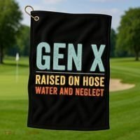 Gen X Raised On Hose Water And Neglect Retro Generation X Golf Towel thumb 1