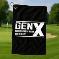 Gen X Raised On Hose Water And Neglect Funny Golf Towel thumb 1