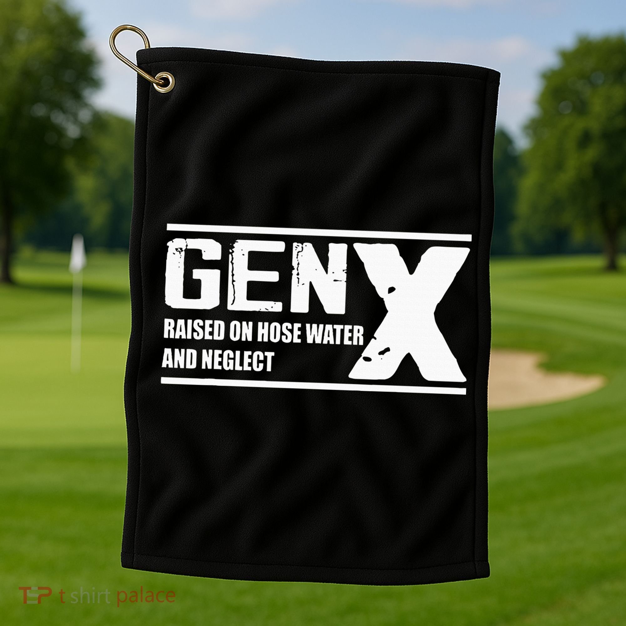 Gen X Raised On Hose Water And Neglect Funny Golf Towel