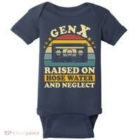 Gen X Raised On Hose Water And Neglect Retrro Humor Generation X Baby Bodysuit thumb 0