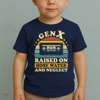 Gen X Raised On Hose Water And Neglect Retrro Humor Generation X Toddler T-Shirt thumb 2