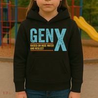 Gen X Raised On Hose Water And Neglect Retro Generation X Kids Hoodie thumb 3