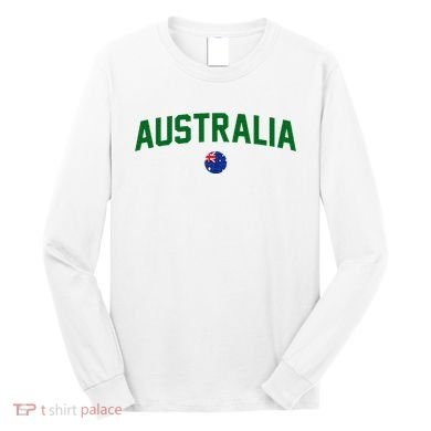 Green Yellow Australia Down Under Team Australia Flag Long Sleeve Shirt