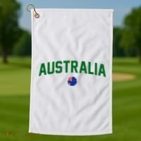 Green Yellow Australia Down Under Team Australia Flag Golf Towel thumb 1