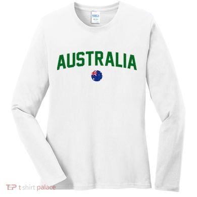 Green Yellow Australia Down Under Team Australia Flag Women's Long Sleeve Shirt