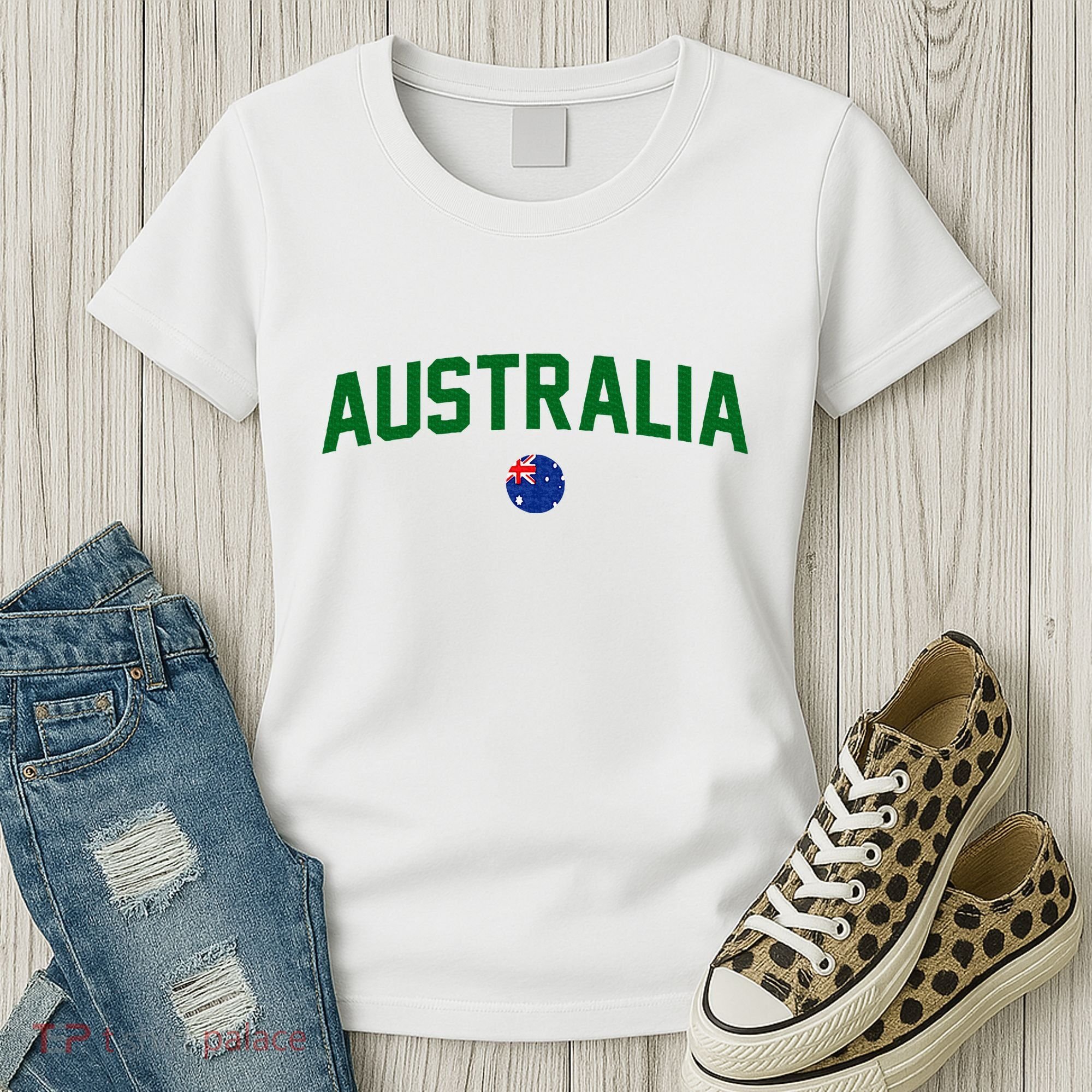 Green Yellow Australia Down Under Team Australia Flag Women's T-Shirt