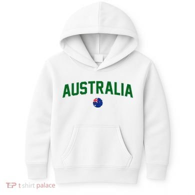 Green Yellow Australia Down Under Team Australia Flag Kids Hoodie
