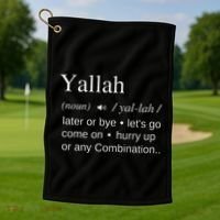 Globalbuzz Yallah Arabic Lebanese Word Definition Funny Golf Towel thumb 1