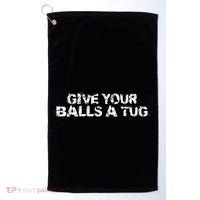 Give Your Balls A Tug Funny Hockey Trash Talk Gag Gift Golf Towel thumb 0