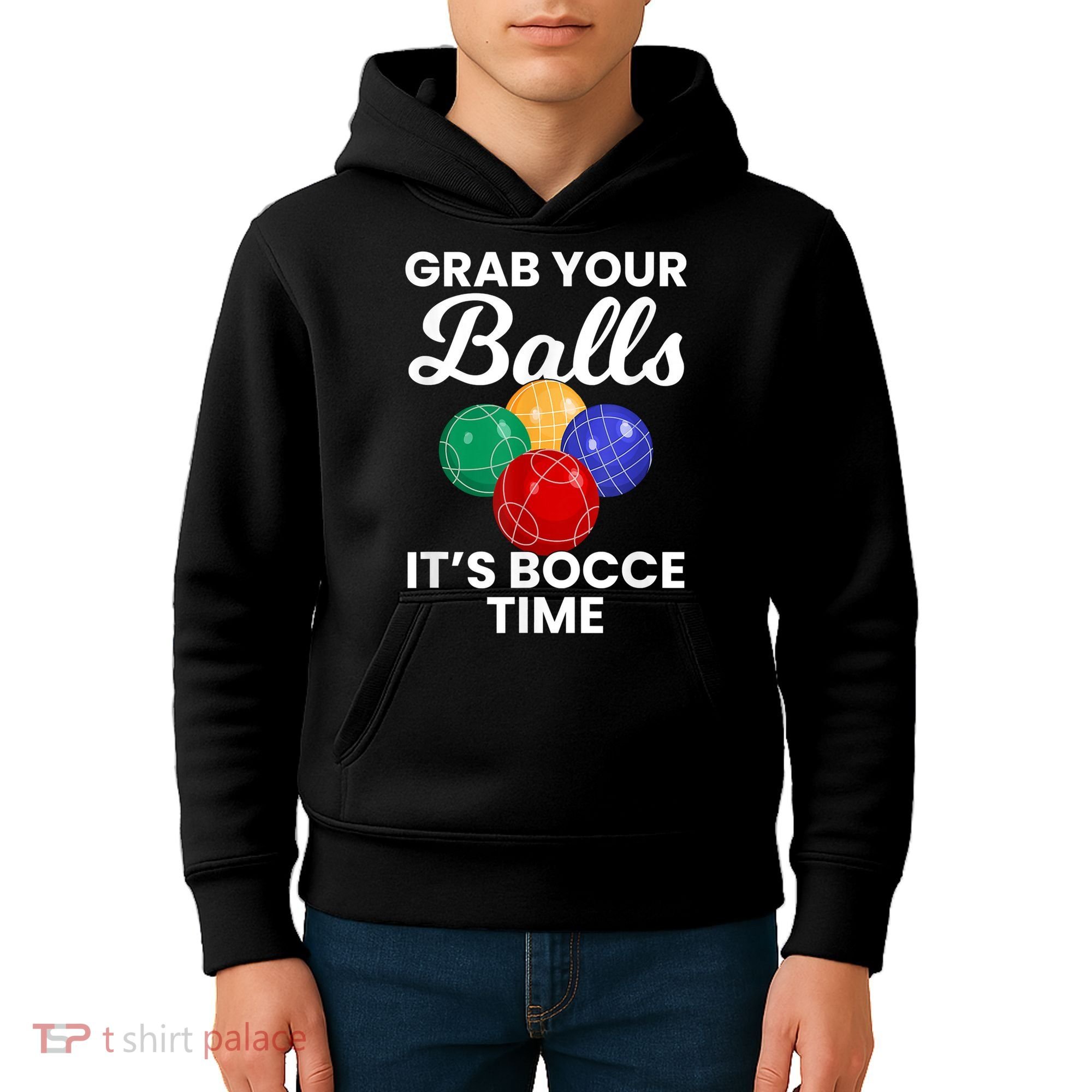 Grab Your Balls It's Bocce Time, Bocce Kids Hoodie