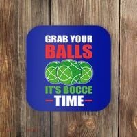 Grab Your Balls ItS Bocce Time Bocce Bocce Ball Gift Coaster thumb 0