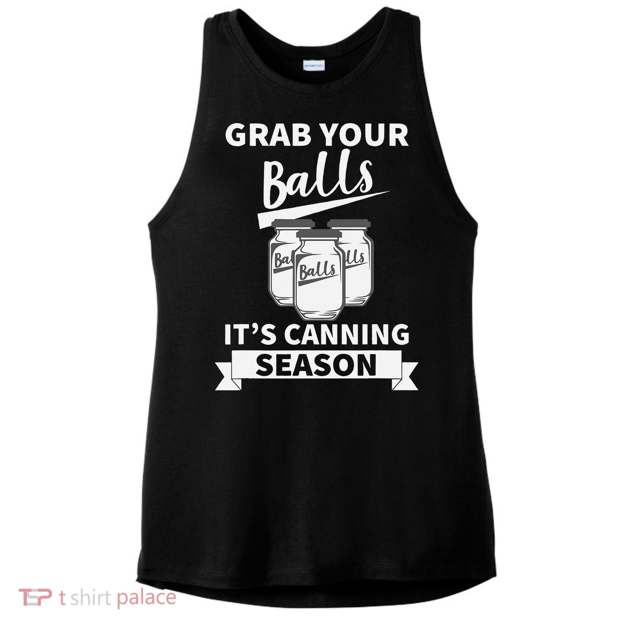 Grab Your Balls Its Canning Season Retro Ladies PosiCharge Tri-Blend Wicking Tank