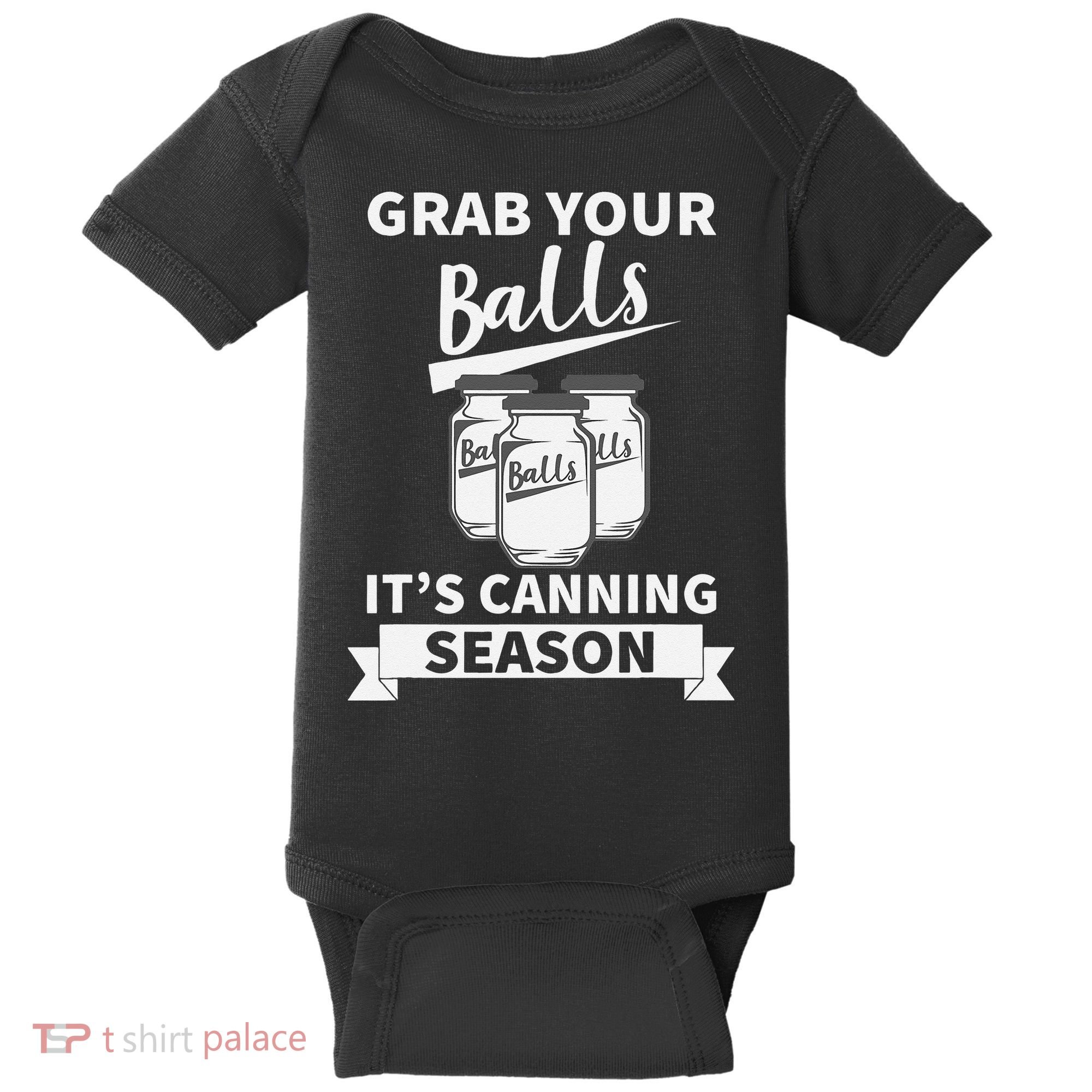 Grab Your Balls Its Canning Season Retro Baby Bodysuit