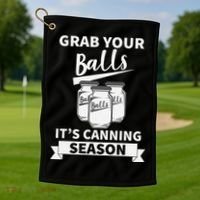 Grab Your Balls Its Canning Season Retro Golf Towel thumb 1