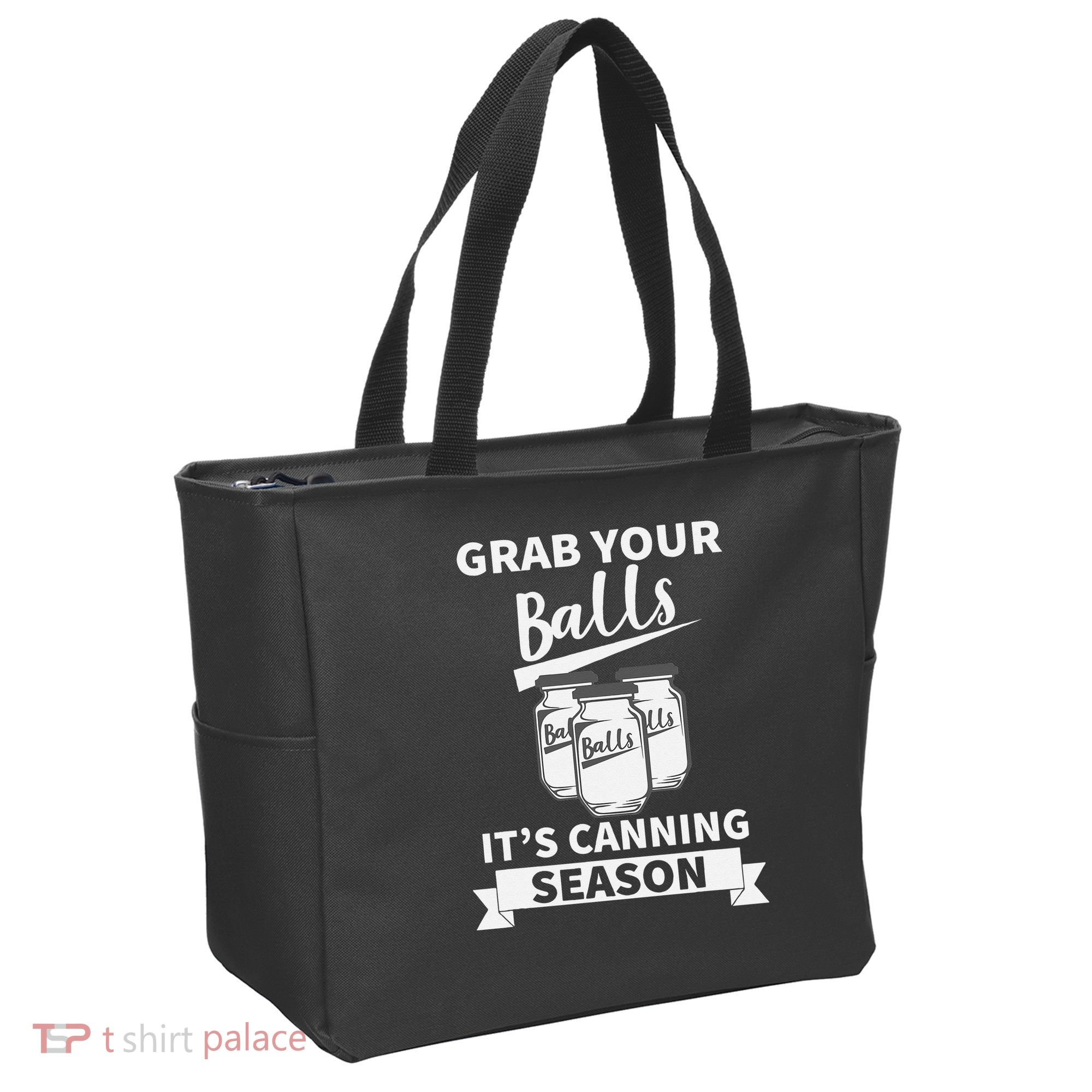 Grab Your Balls Its Canning Season Retro Tote Bag