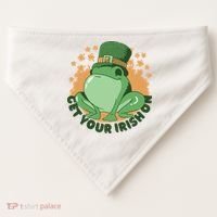 Get Your Irish On St Patricks Day Frog USA-Made Doggie Bandana thumb 0