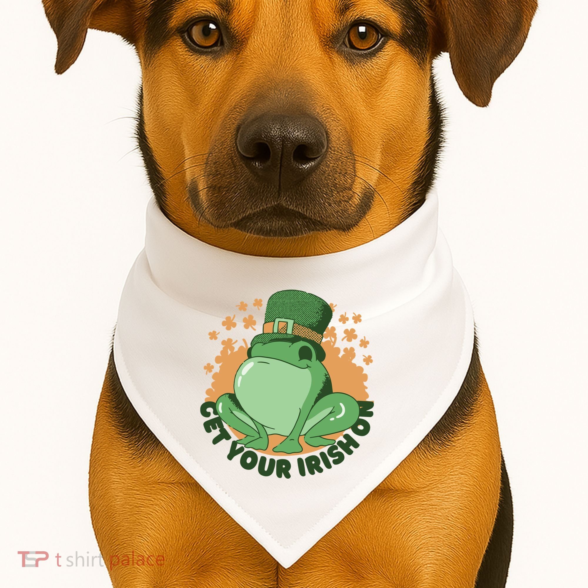 Get Your Irish On St Patricks Day Frog USA-Made Doggie Bandana
