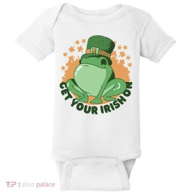 Get Your Irish On St Patricks Day Frog Baby Bodysuit