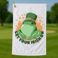 Get Your Irish On St Patricks Day Frog Golf Towel thumb 1