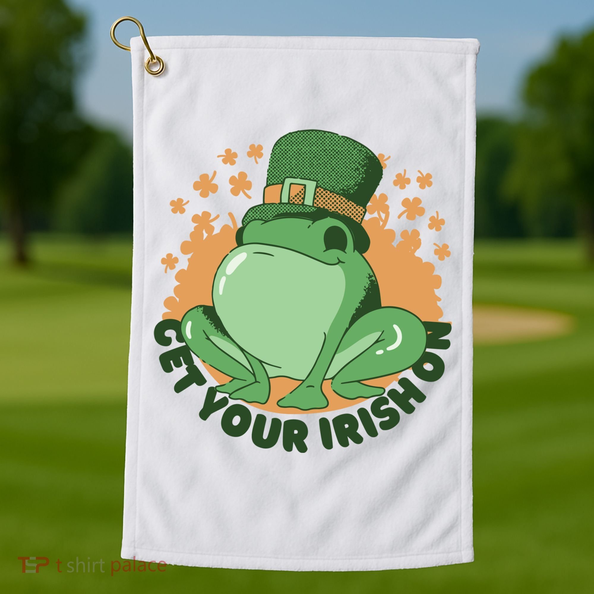 Get Your Irish On St Patricks Day Frog Golf Towel