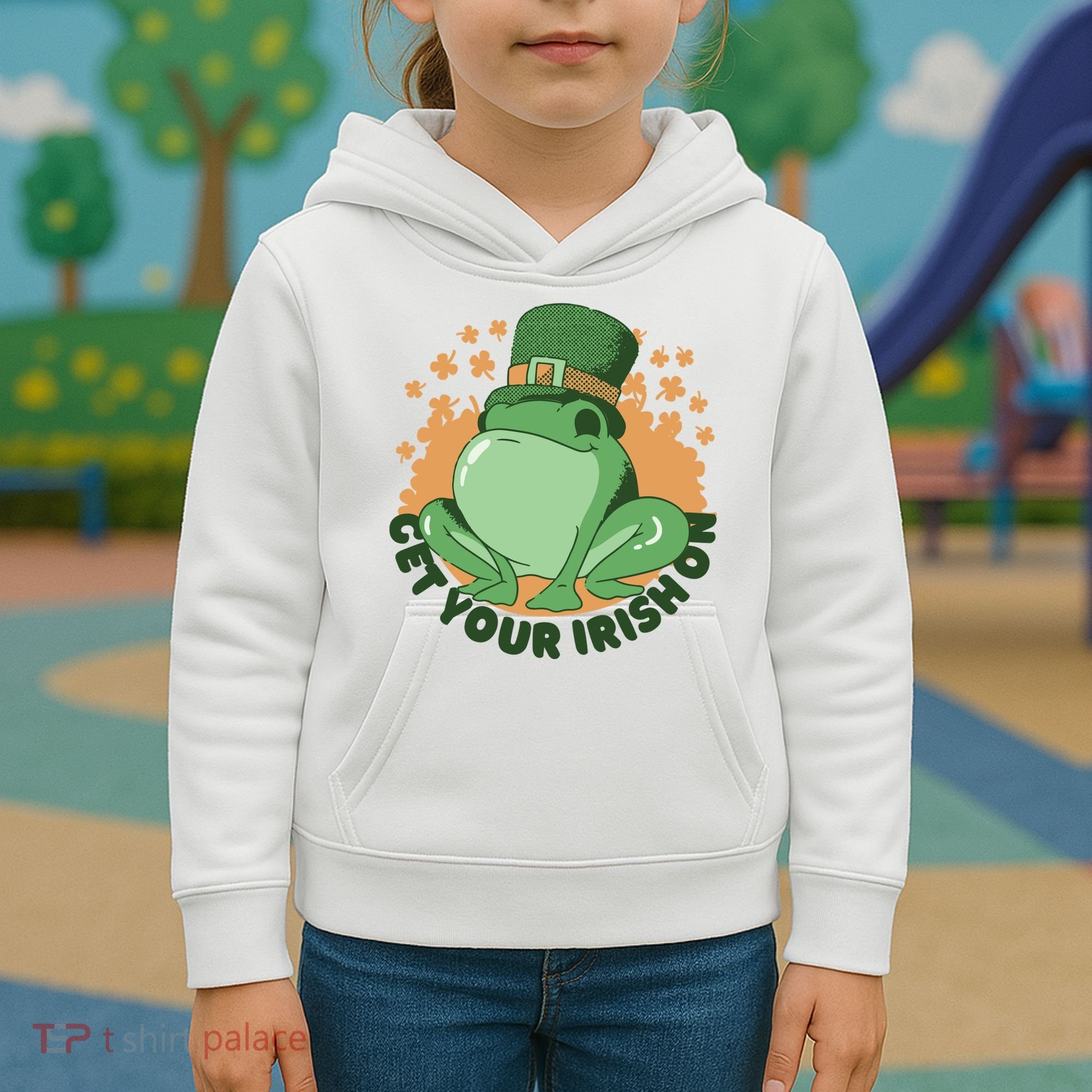 Get Your Irish On St Patricks Day Frog Kids Hoodie