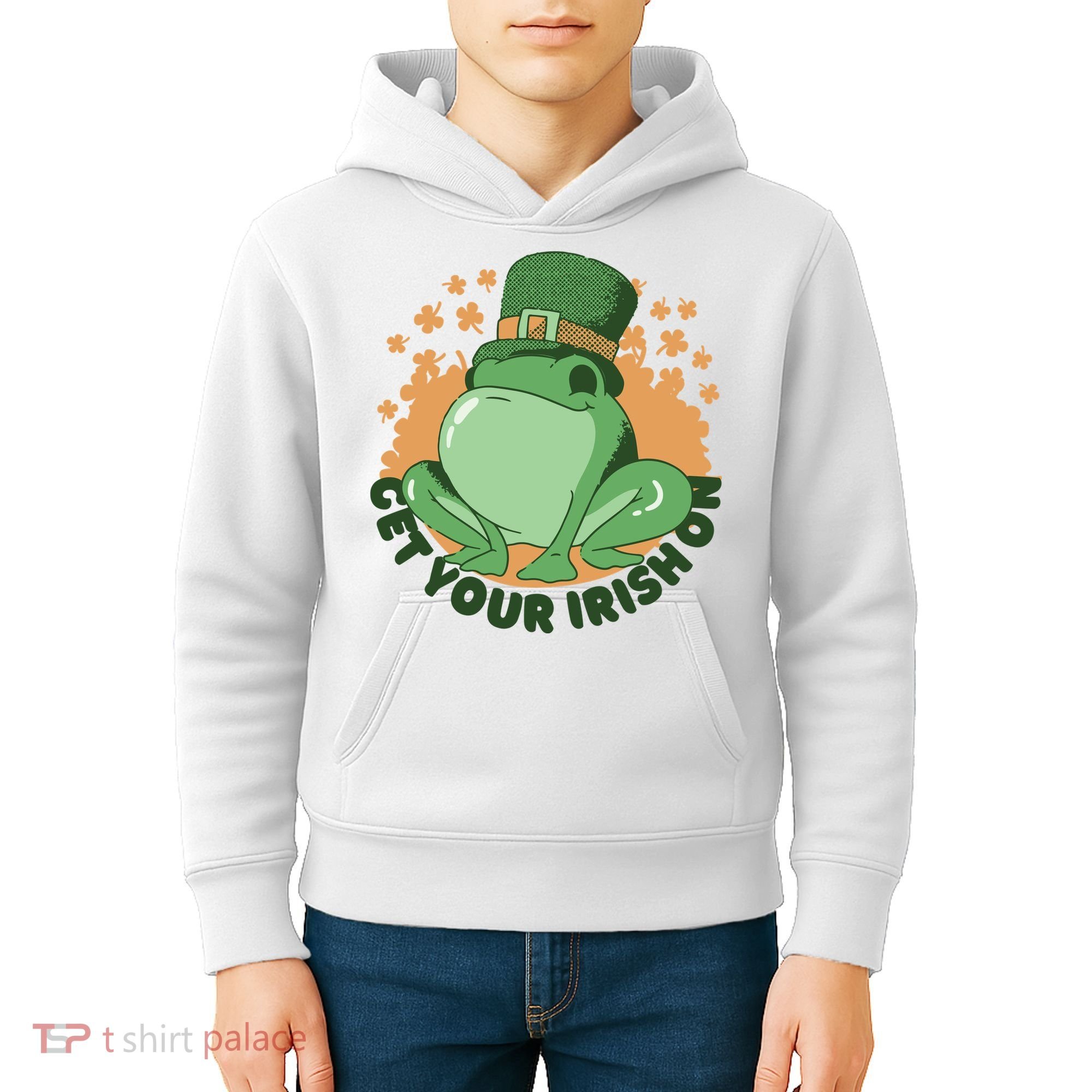 Get Your Irish On St Patricks Day Frog Kids Hoodie