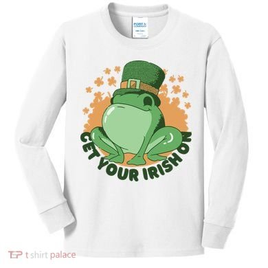 Get Your Irish On St Patricks Day Frog Kids Long Sleeve Shirt