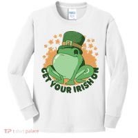 Get Your Irish On St Patricks Day Frog Kids Long Sleeve Shirt thumb 0