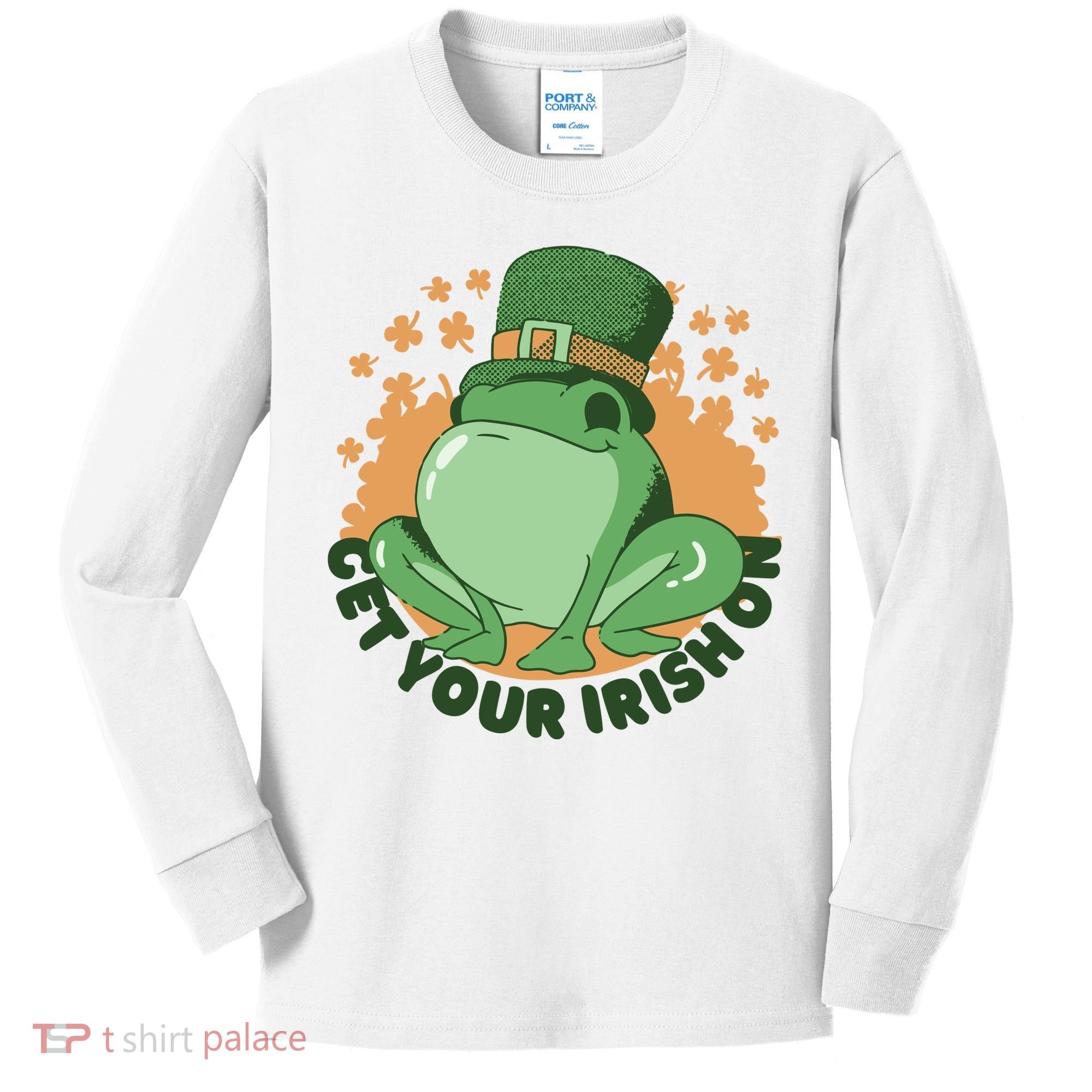 Get Your Irish On St Patricks Day Frog Kids Long Sleeve Shirt