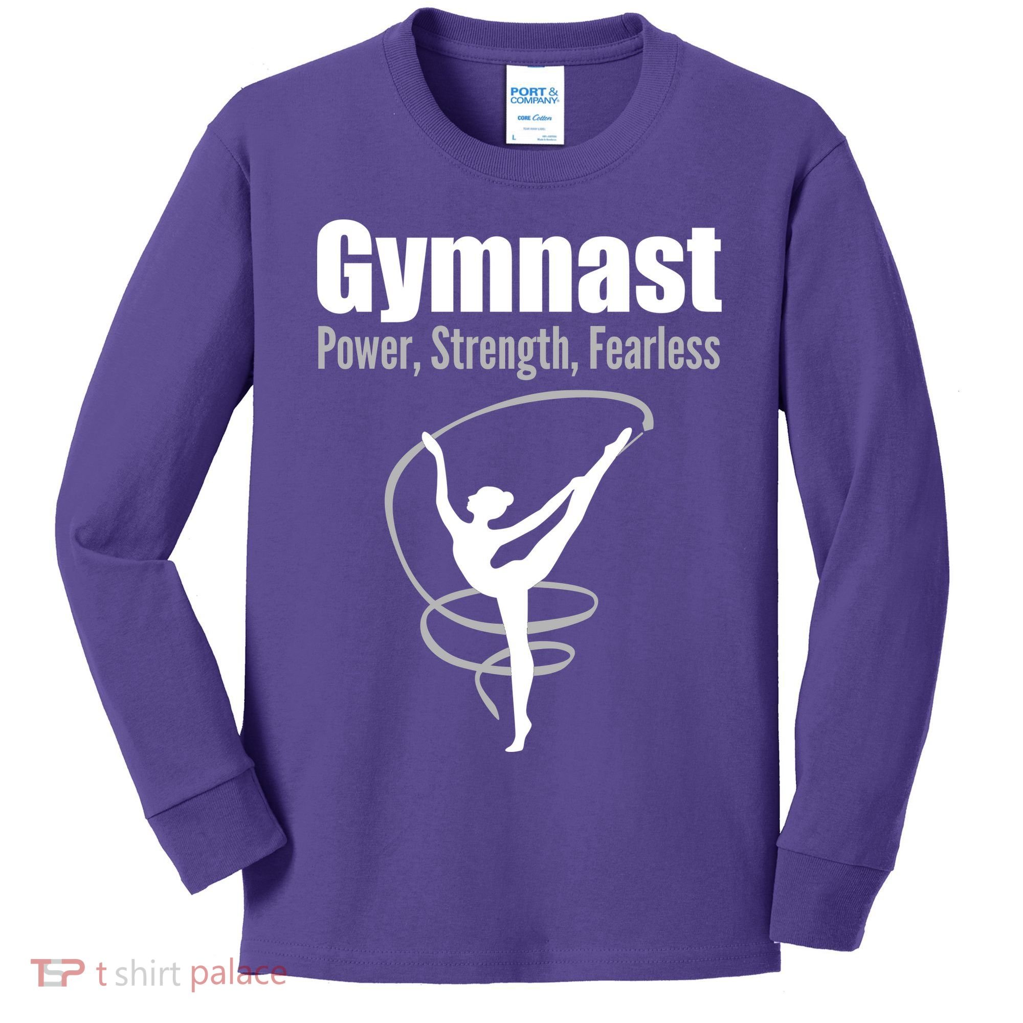 Gymnast Power Strength Fearless Rhythmic Gymnastics Kids Long Sleeve Shirt