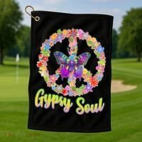Gypsy Soul Flower Wreath Golf Towel thumb 1