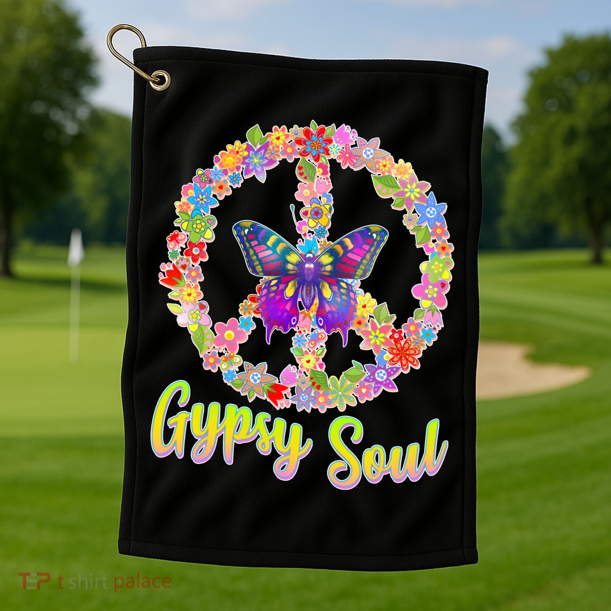 Gypsy Soul Flower Wreath Golf Towel