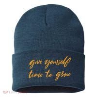 Give Yourself Time To Grow Quote Sustainable Knit Beanie thumb 0