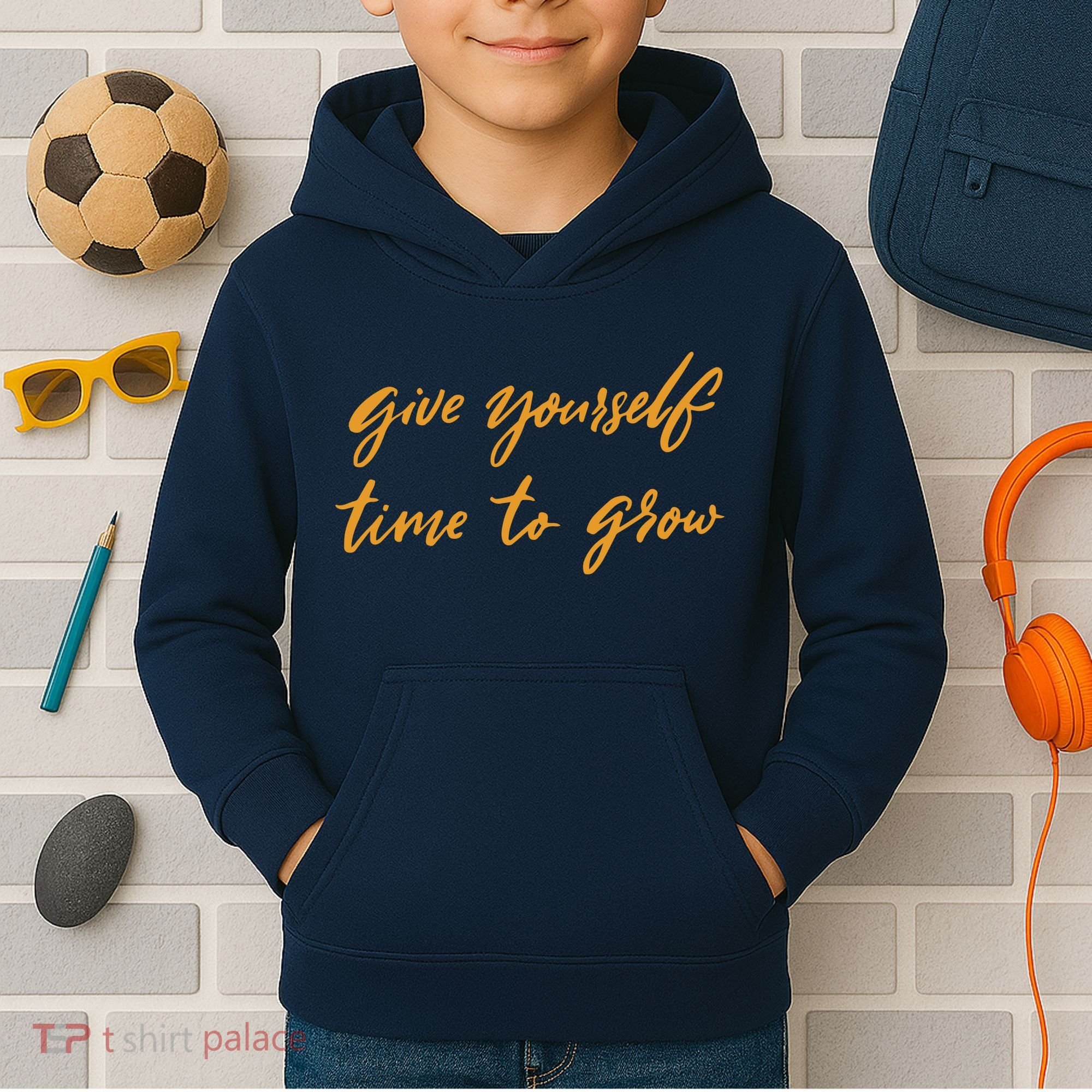 Give Yourself Time To Grow Quote Kids Hoodie